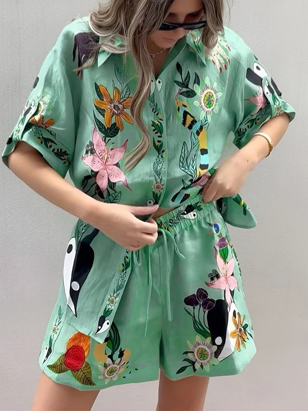 Bloom luxe oversized shorts set