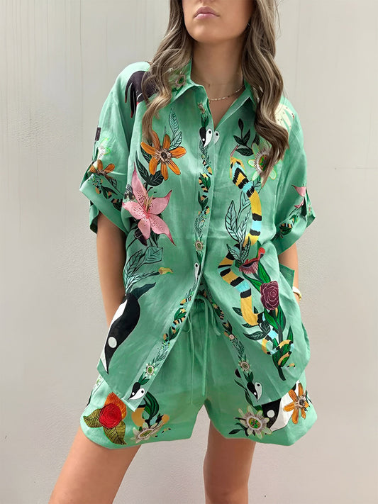 Bloom luxe oversized shorts set