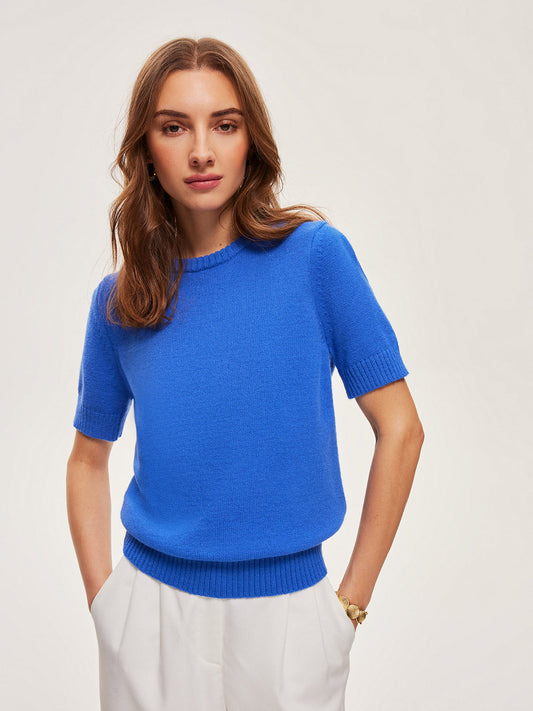 Luxe gebreide korte mouw top