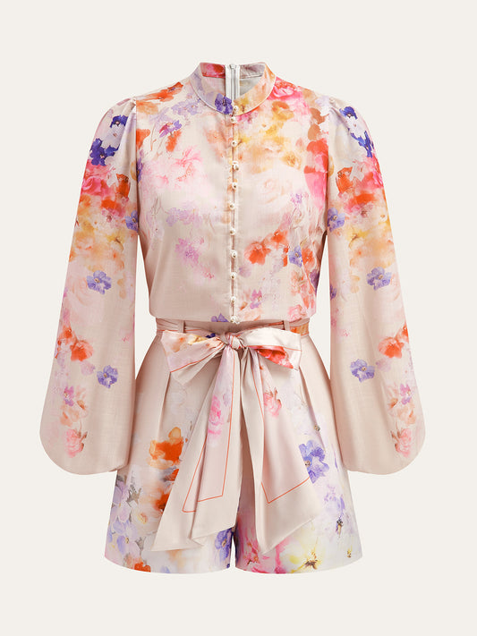 Luxe bloemenprint shorts set